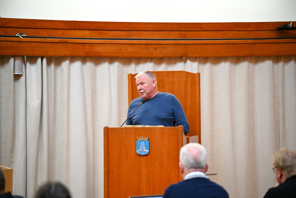 Torbjørn Sagen (Høyre) på talestolen under bystyremøtet 25.09.25.