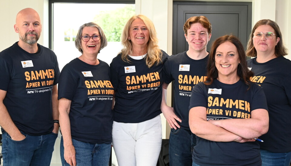 Sammen for TV-aksjonen. Fra venstre: Frode Sandøy, Ragnhild Helseth, Turid Engdahl, Sebastian N. Heggelund, Berit Tønnesen og Anne-Berit Røbech Heggem.